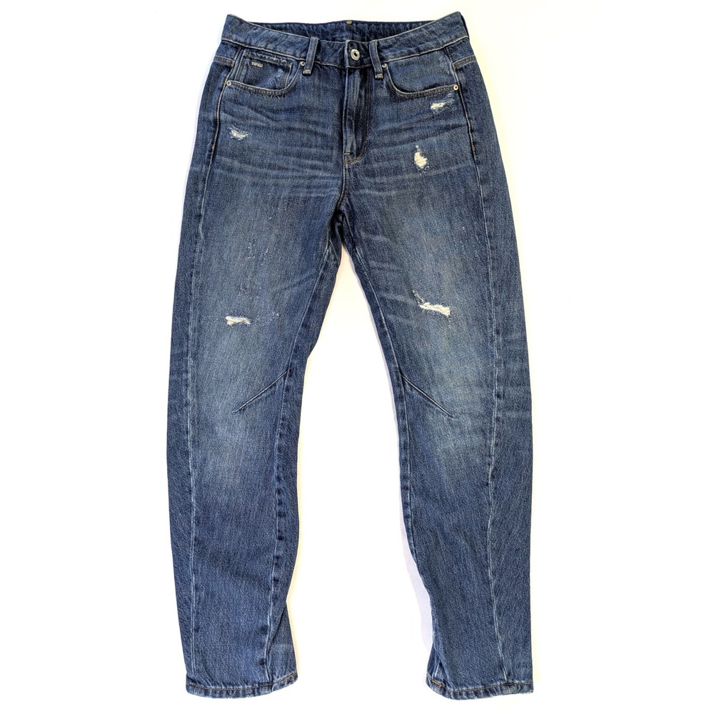 G-Star RAW Arc 3D Mid Boyfriend Jeans Blue Womens Distressed Denim 24x30 D09548